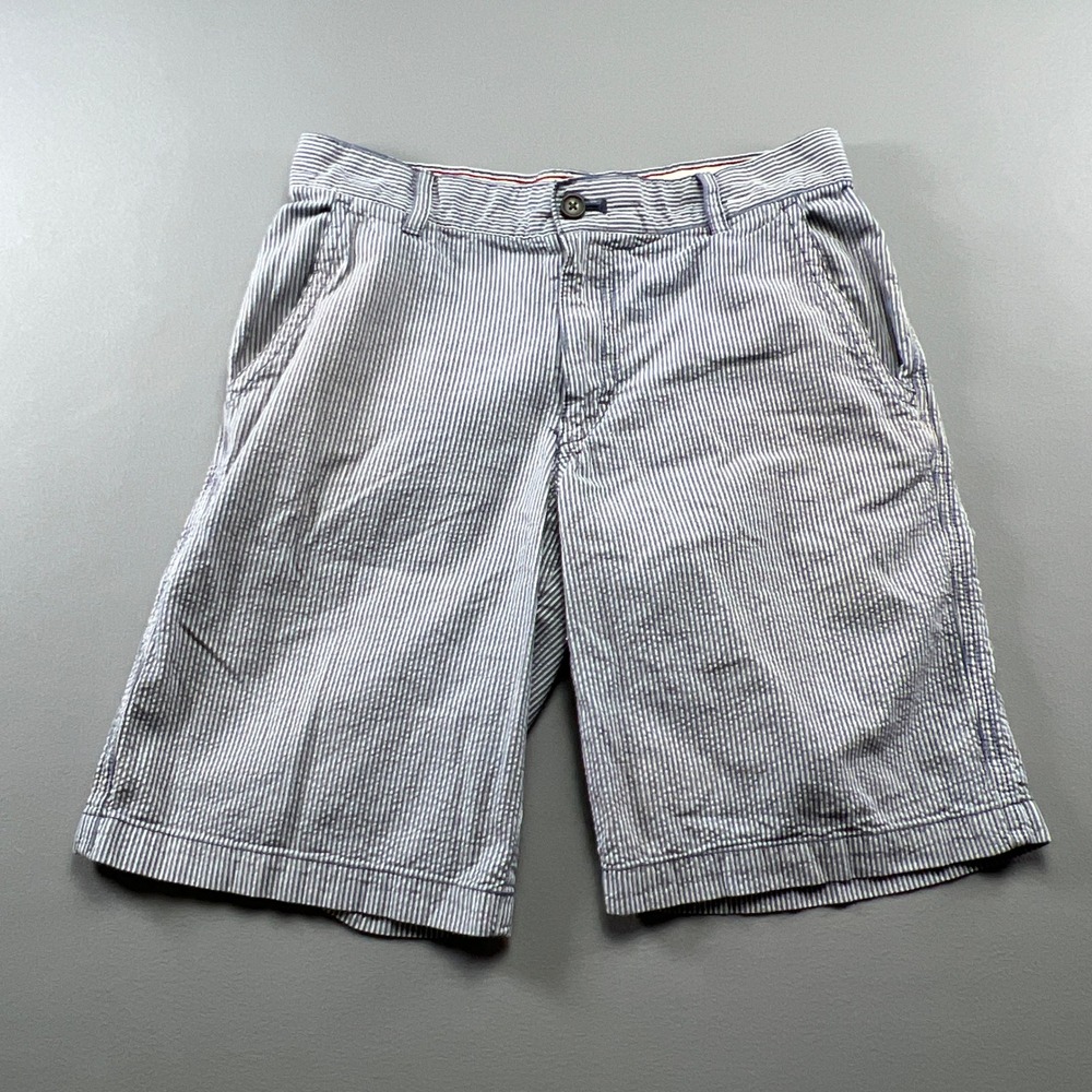 Izod Golf Performance Shorts Mens 30 Seersucker Blue White Stripe Resort Wear